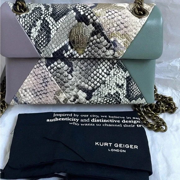 Kurt Geiger Mini Kensington X Multicolor Snake Print Shoulder Bag - Picture 1 of 11